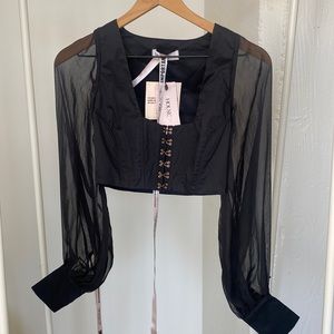 HOUSE OF CB BRAND NEW BLACK HIGH CROPPED BLOUSE